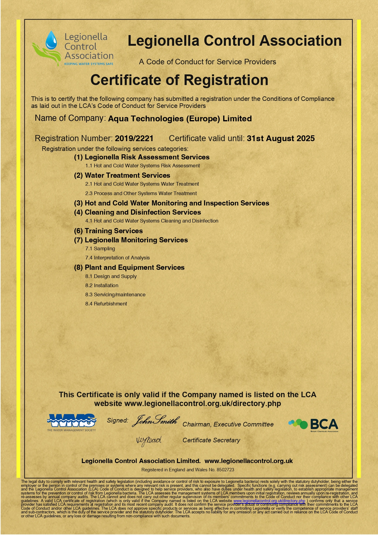 LCA Certificate